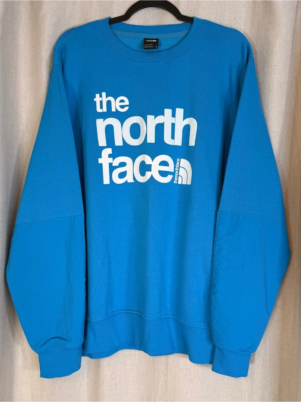 The North Face Coordinates Crew Sweatshirt Mens Acoustic Blue Print Logo